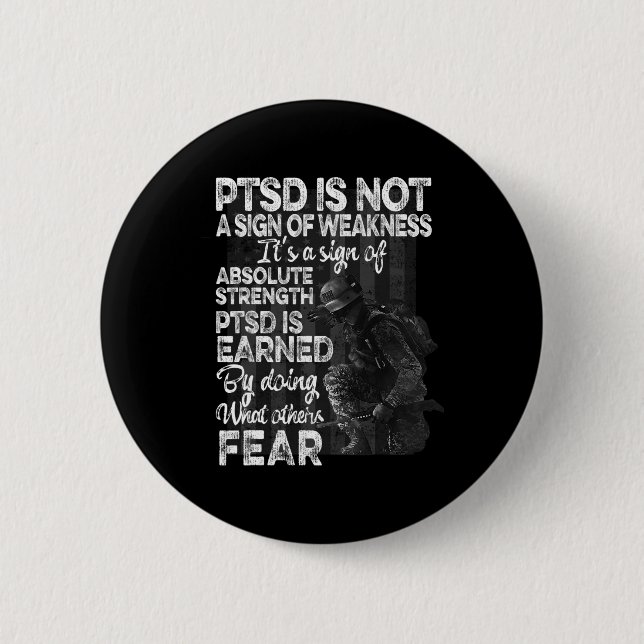 Ptsd Post-traumatic Stress Disorder Strength Aware 6 Cm Round Badge (Front)