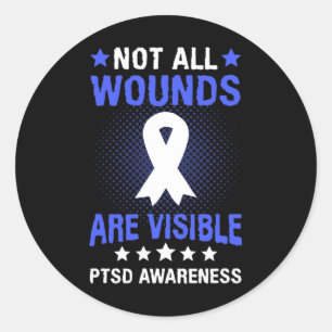 Ptsd Quote Teal Ribbon Awareness Day Depression Ve Classic Round Sticker