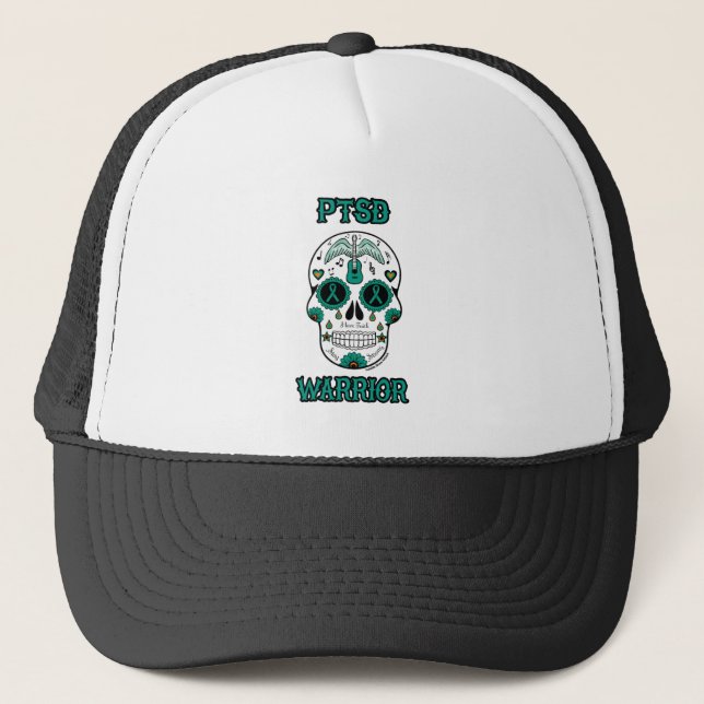 PTSD WARRIOR sugar skull Trucker Hat (Front)