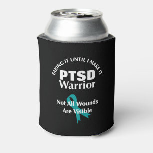 PTSD Warrior Teal Awareness Ribbon Can Cooler
