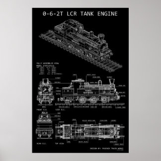 PTW 0-6-2T Tank Engine "Blueprint" Poster