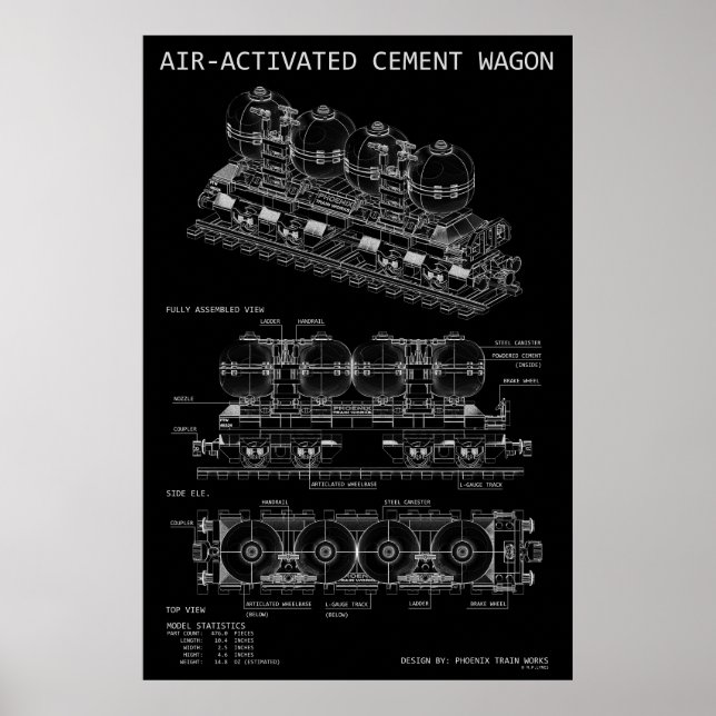 PTW Air-Activated Cement Train "Blueprint" Poster (Front)