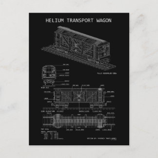 PTW Helium Train Wagon "Blueprint" Postcard