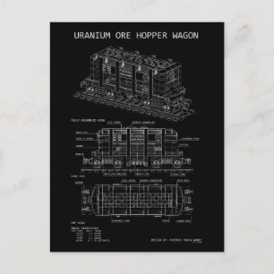 PTW Uranium Ore Hopper Train Wagon "Blueprint" Postcard