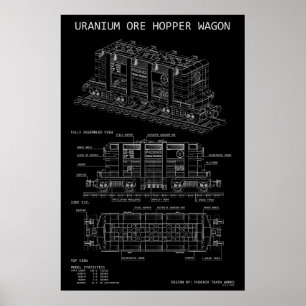 PTW Uranium Ore Hopper Train Wagon "Blueprint"  Poster