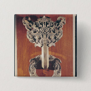 P'u shou' door knocker with a taotie design 15 cm square badge