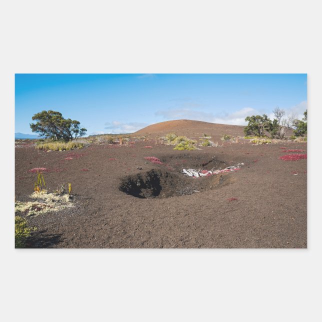 pu’u pua’i cinder cone along byron ledge trail  rectangular sticker (Front)