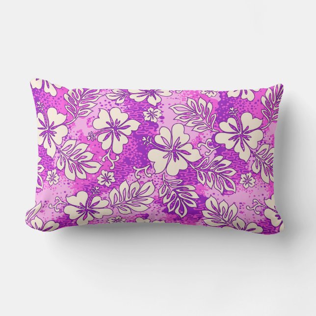 Pua Aloha Hawaiian Heart Shaped Hibiscus Lumbar Cushion (Front)