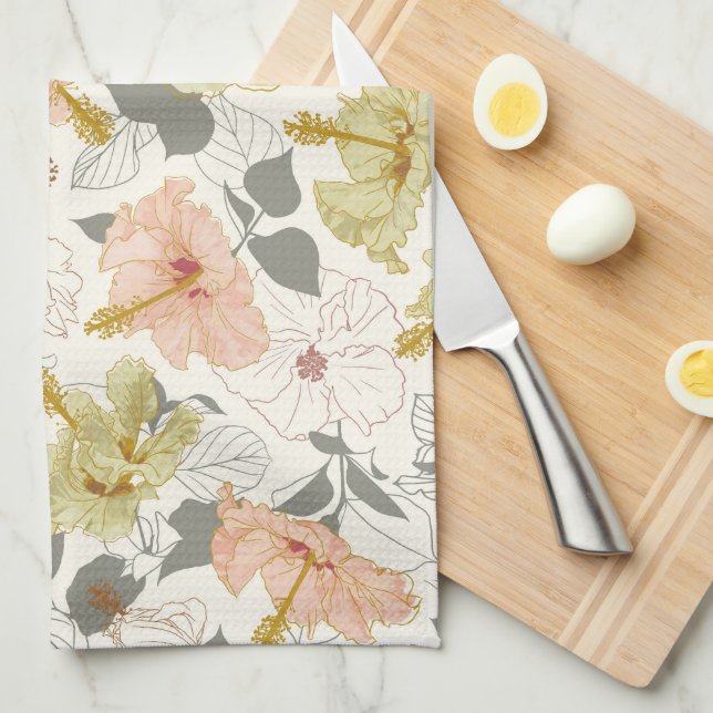 Pua Hibiscus, Māla Lani Tea Towel (Quarter Fold)