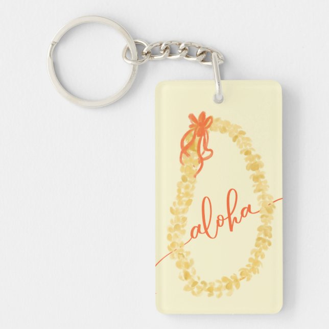 Puakenikeni Aloha Watercolor Keychain (Front)