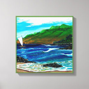 Puako Coast Canoe Canvas Print