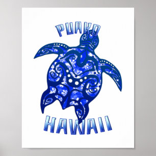 Puako Hawaii Vacation Tribal Turtle Poster