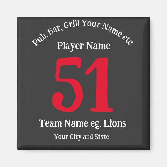 Pub Bar Grill Name Number Your Name City State Magnet (Front)
