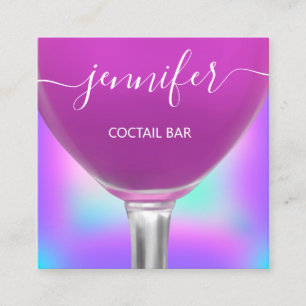 Pub Coctail Wine Bar Drink Glass Modern Logo Square Business Card