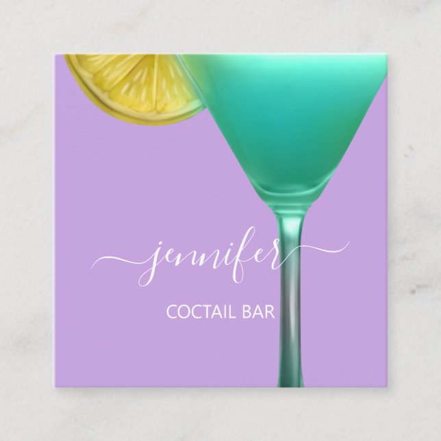 Pub Coctail Wine Bar Drink Pink Professional Square Business Card (Front)