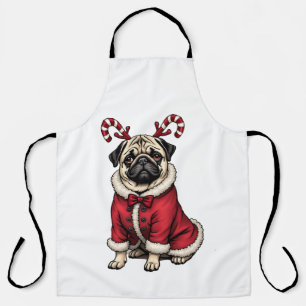 Pub Dog Wearing Santa Suit For Christmas Dog Lover Apron