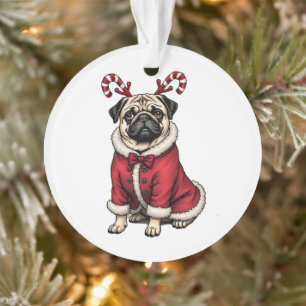 Pub Dog Wearing Santa Suit For Christmas Dog Lover Ornament