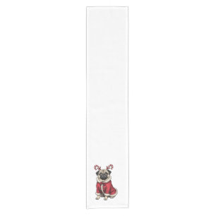 Pub Dog Wearing Santa Suit For Christmas Dog Lover Short Table Runner