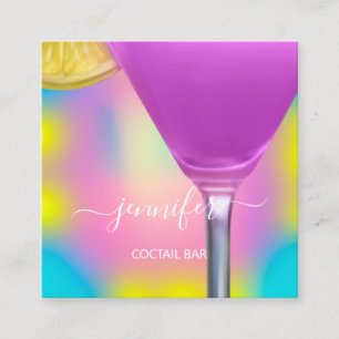 Pub Drinks Bar Restaurant Logo Lounge Logo Pink Square Business Card