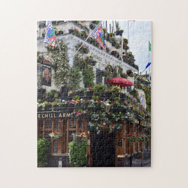 Pub Flowers Notting Hill London United Kingdom Jigsaw Puzzle (Vertical)