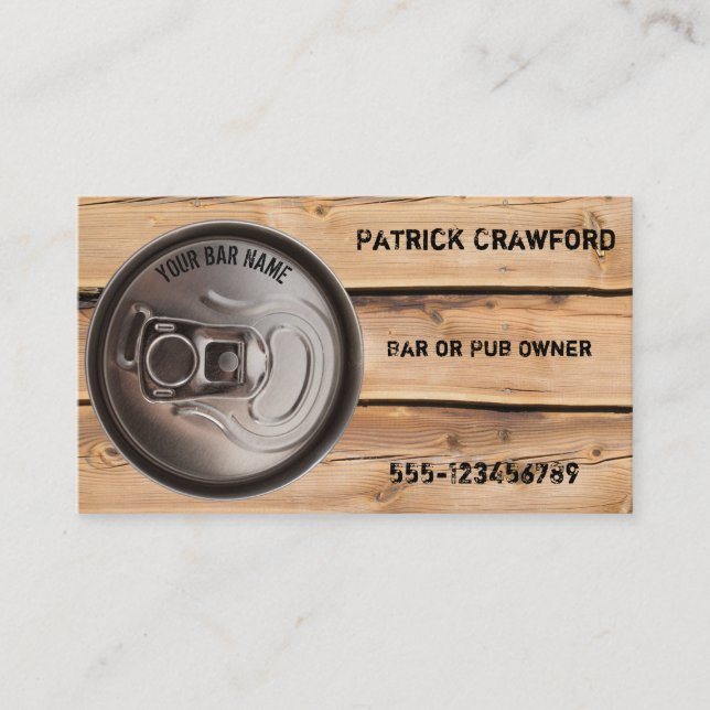 Pub Or Bar Owner Beer Can Business Card (Front)