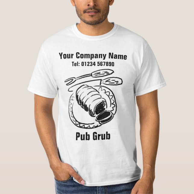 Pub Serving Food  or Pub Grub Staff T-Shirt (Front)