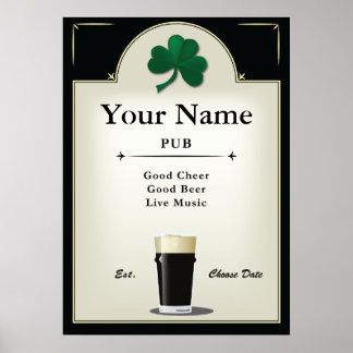 Pub Sign, Irish Pub, Personalized Poster