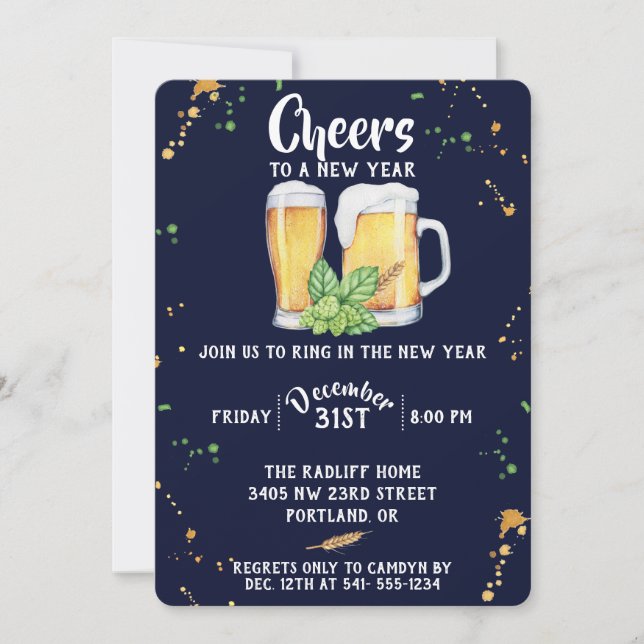 Pub Style New Year's Party Invitation (Front)