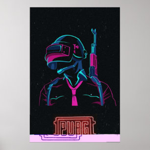 Pubg phone cover neon art logo poster