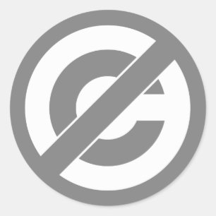 Public Domain Anti-Copyright Symbol Classic Round Sticker