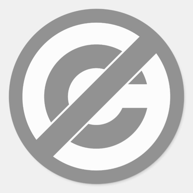 Public Domain Anti-Copyright Symbol Classic Round Sticker (Front)