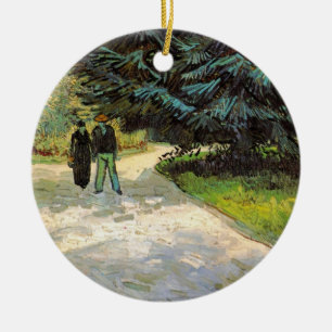 Public Garden with Couple by Vincent van Gogh Ceramic Tree Decoration