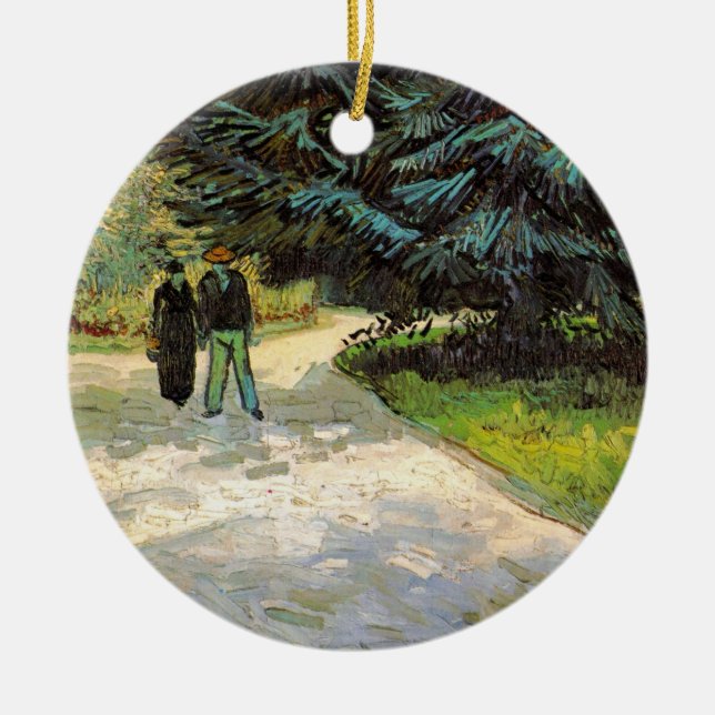 Public Garden with Couple by Vincent van Gogh Ceramic Tree Decoration (Front)