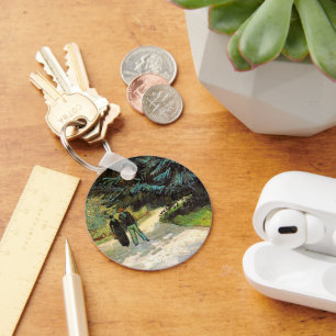 Public Garden with Couple by Vincent van Gogh Key Ring