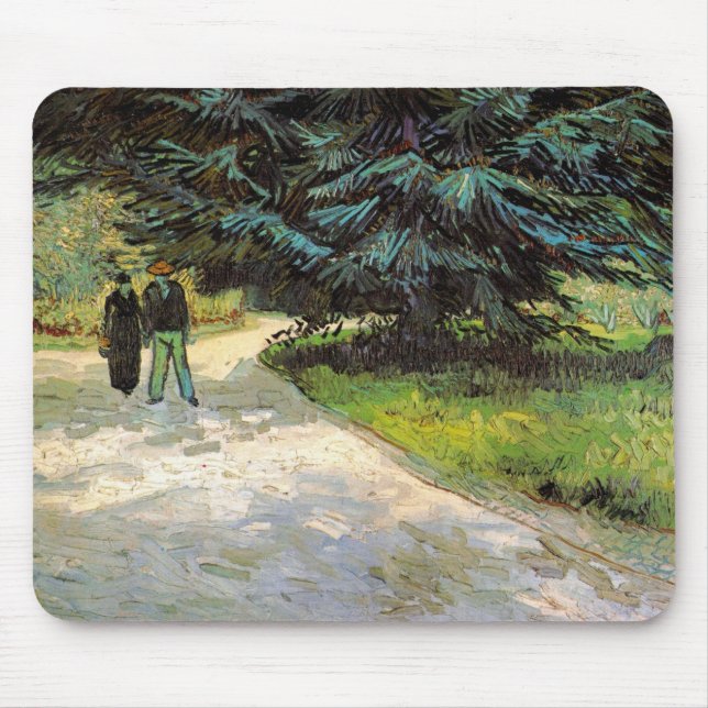 Public Garden with Couple by Vincent van Gogh Mouse Mat (Front)