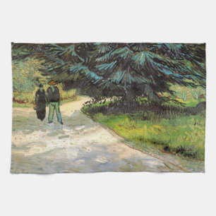Public Garden with Couple by Vincent van Gogh Tea Towel