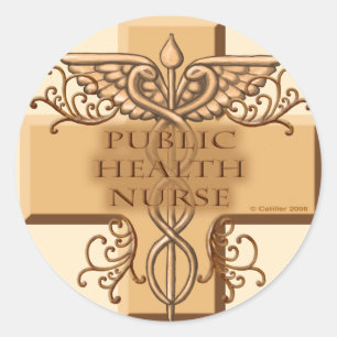 Public Health Nurse Caduceus Classic Round Sticker