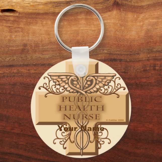 Public Health Nurse Caduceus Key Ring (Front)