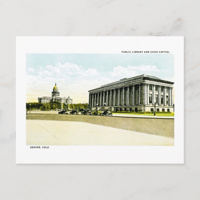 Public Library and State Capitol, Denver, Colorado Postcard (Front)