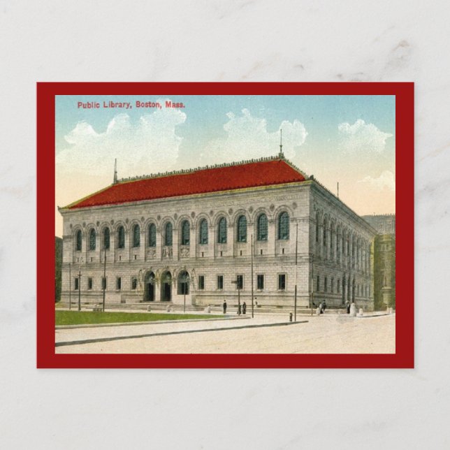 Public Library, Boston 1911 Vintage Postcard (Front)