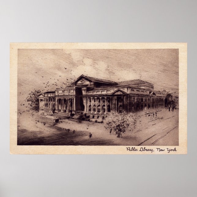 Public Library, New York City Vintage Poster (Front)