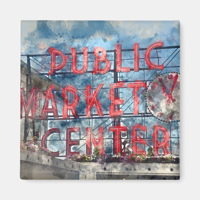 Public Market Centre in Seattle Washington Magnet (Front)
