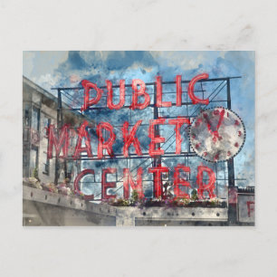 Public Market Centre in Seattle Washington Postcard