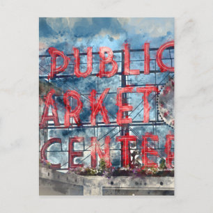 Public Market Centre in Seattle Washington Postcard