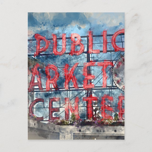 Public Market Centre in Seattle Washington Postcard (Front)