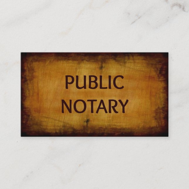 Public Notary Antique Brushed Wood Business Card (Front)