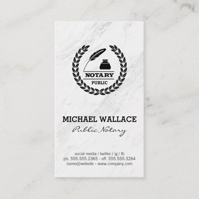Public Notary Seal | Marble Business Card (Front)