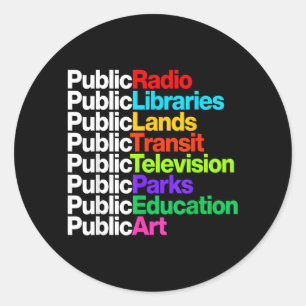 Public Radio Libraries Lands Transit Tedenimion Classic Round Sticker