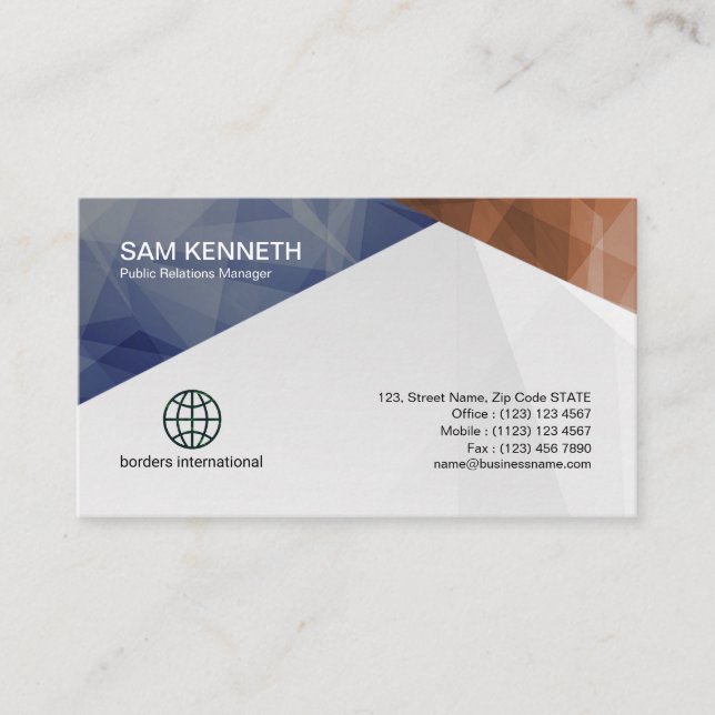 Public Relations Colourful Geometric Business Card (Front)