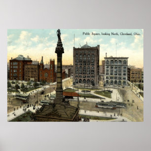 Public Square Cleveland Ohio 1910 vintage Poster